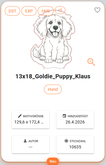 Hundemotiv mit automatisch zugewiesenem Label Hund in emborado