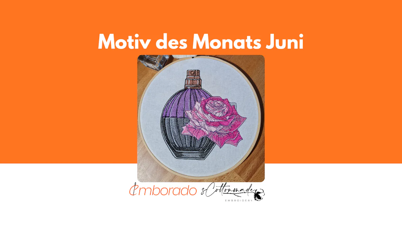 Motiv des Monats Juni 2026: Parfümfläschchen mit Rose von sCottonmade