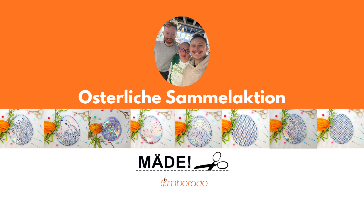 Kostenlose Oster Mug Rug Stickdateien: 8 Tage – 8 Motive von Mäde!