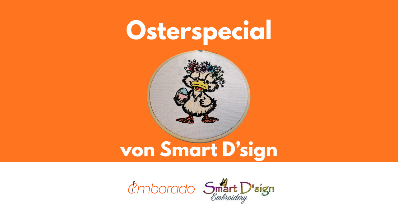 Stickdatei zu Ostern kostenlos: Entenküken mit Osterei von Smart D’sign