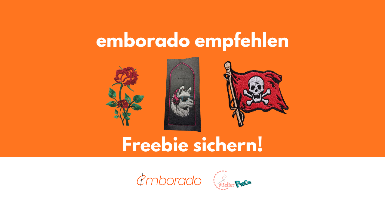 emborado weiterempfehlen und Freebie sichern – Exklusive Stickdateien von Atelier RoCas