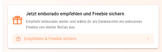 Kachel zur Empfehlung von emborado auf der Startseite