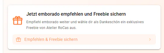 Kachel zur Empfehlung von emborado auf der Startseite