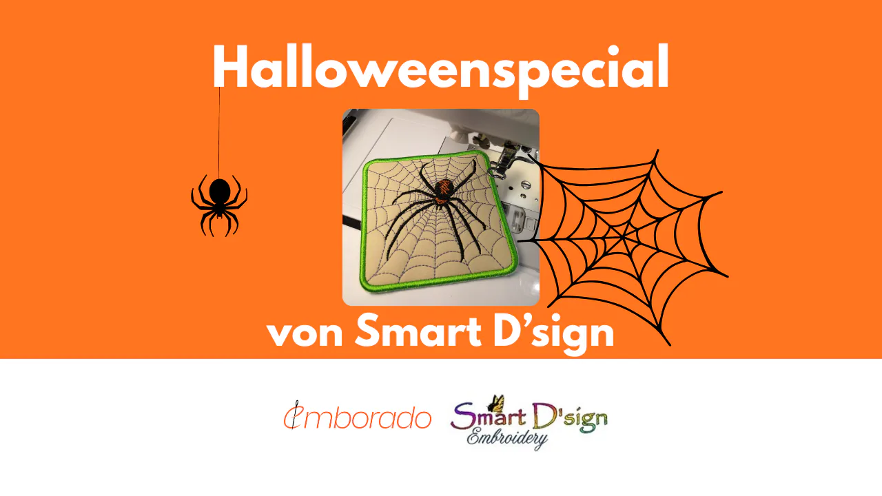 Kostenlose Halloween-Stickdatei: ITH-Spinne von Smart D’sign