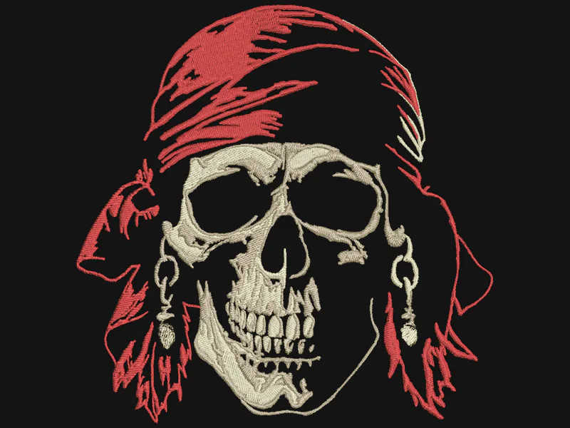 Piraten-Totenkopf mit Lichteffekt-Stickerei