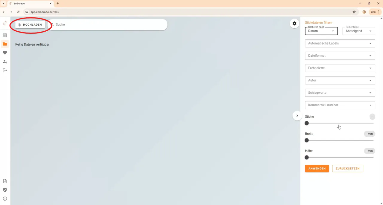 Screenshot leere Motivsammlung emborado