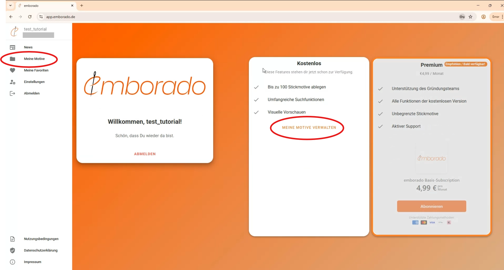 Screenshot dashboard emborado