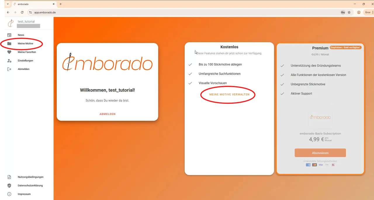 Screenshot Startseite emborado