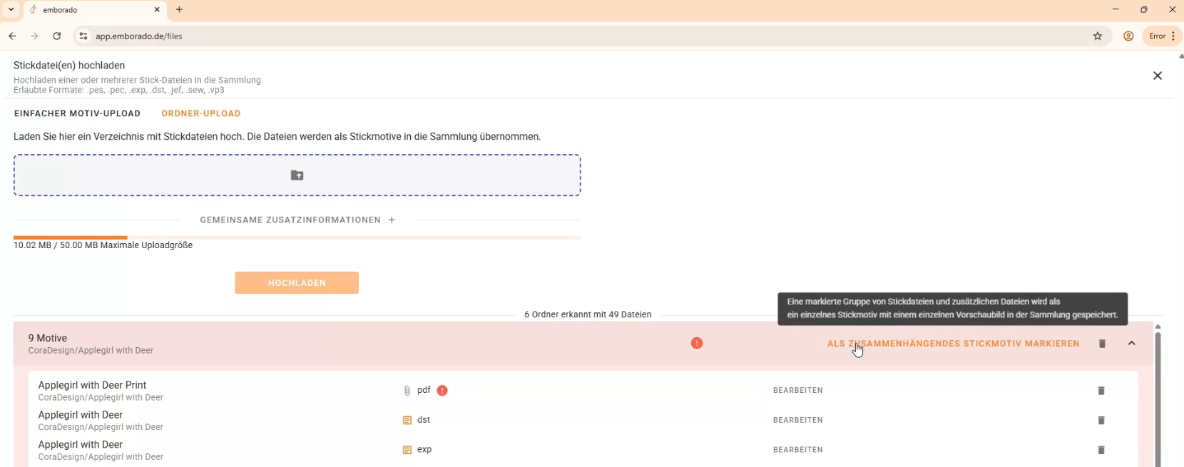 Screenshot folder upload emborado