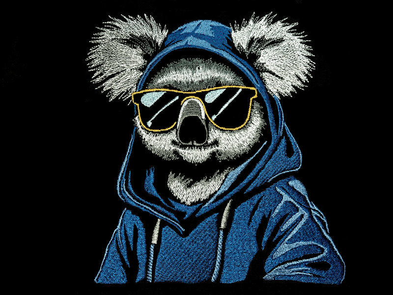 Stickmotiv Koala cool Color Lichteffekt von Atelier RoCas