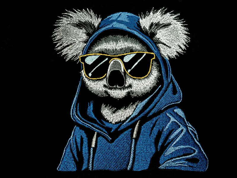 Stickmotiv Koala cool Color Lichteffekt von Atelier RoCas