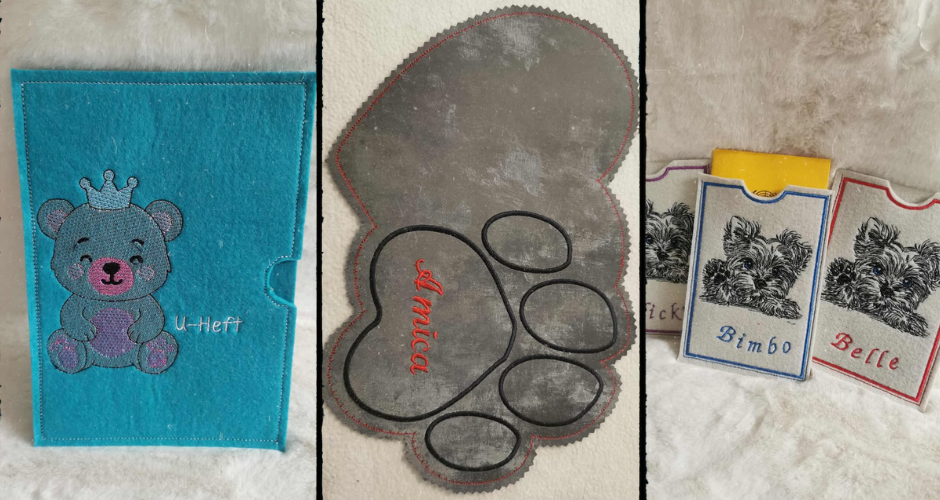 Bestickte Accessoires von Pfotenglück – personalisierte Stickerei für Märkte und Onlineshop